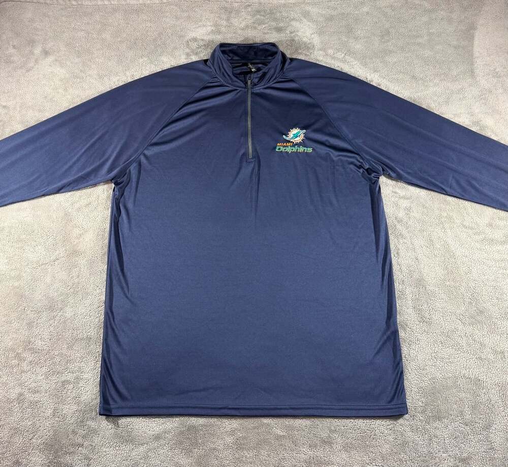 Dunbrooke Miami Dolphins Performance Quarter Zip Pullover Size 2XL Navy Blue